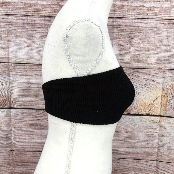ASOS Black Crinkle Bandeau Bikini Top Size One Size - Picture 3 of 6